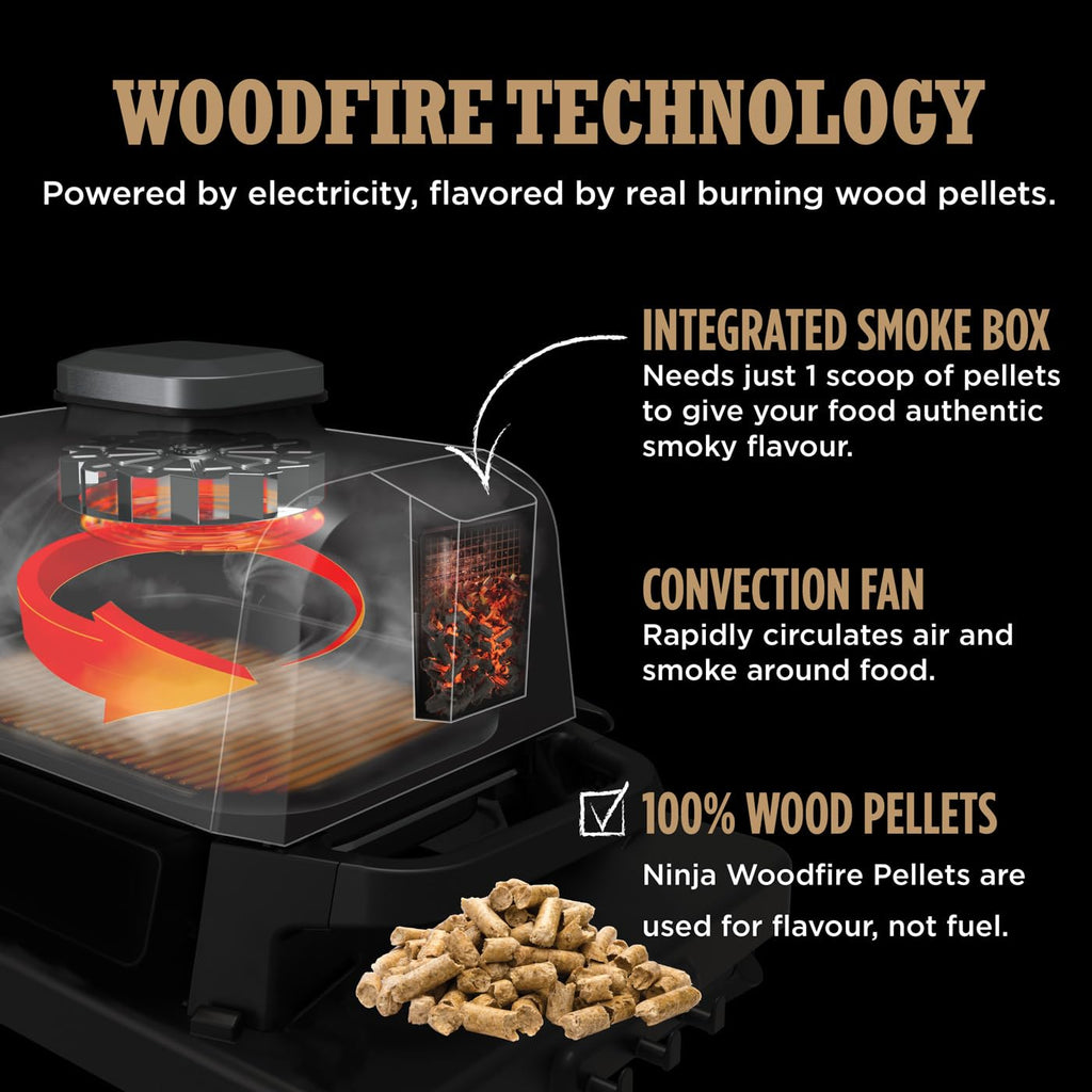 Ninja Woodfire Electric BBQ Grill & Smoker, 7-in-1 Outdoor Grill & Air Fryer, Roast, Bake, Dehydrate